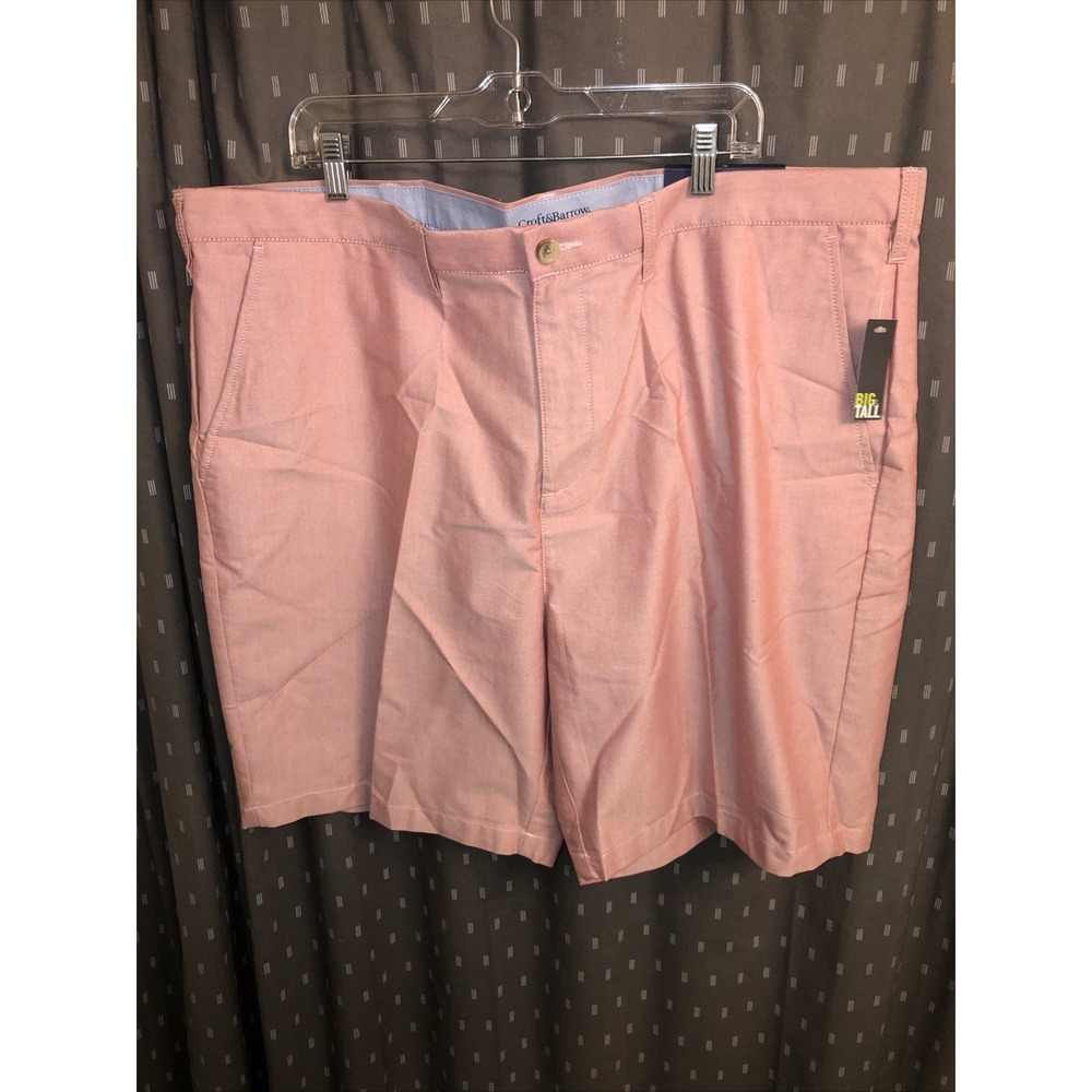 Croft&Barrow Easy-Care Oxford Pink Shorts. Mens Big&Tall Size 46 9" Inseam NWT
